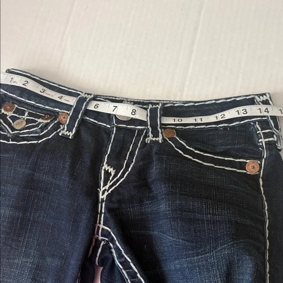 True Religion Joey Super T dark denim flare Jeans with Contrast Stitching, 24 - Picture 8 of 10